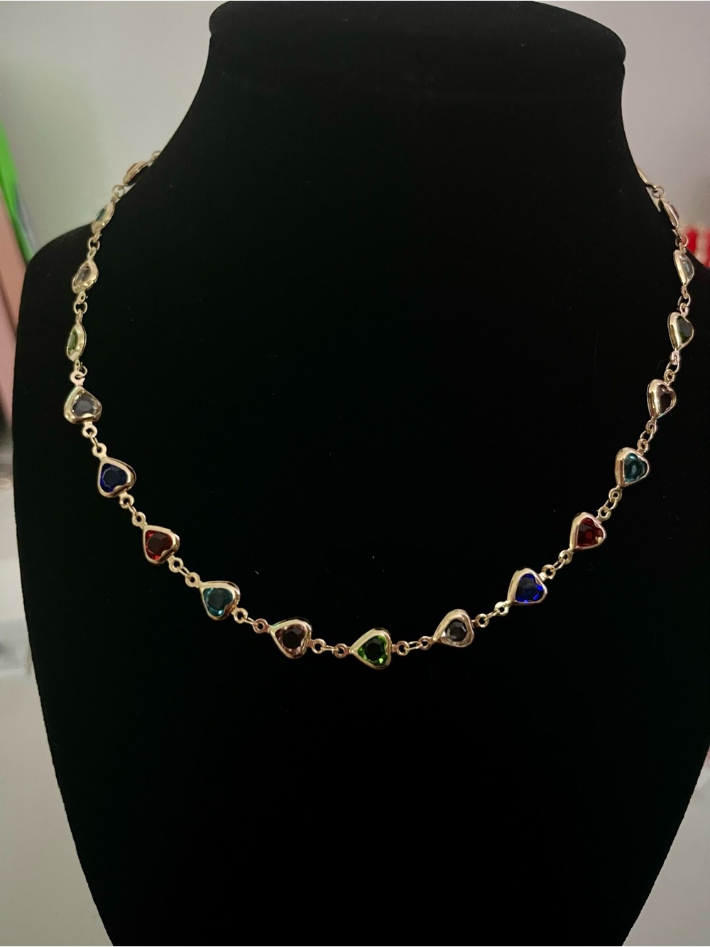 Gold-Tone Multicolor Heart Necklace